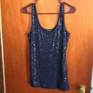 💥SALE💥 🔴2/$10 EUC Express Navy Blue Sequin Tank Top